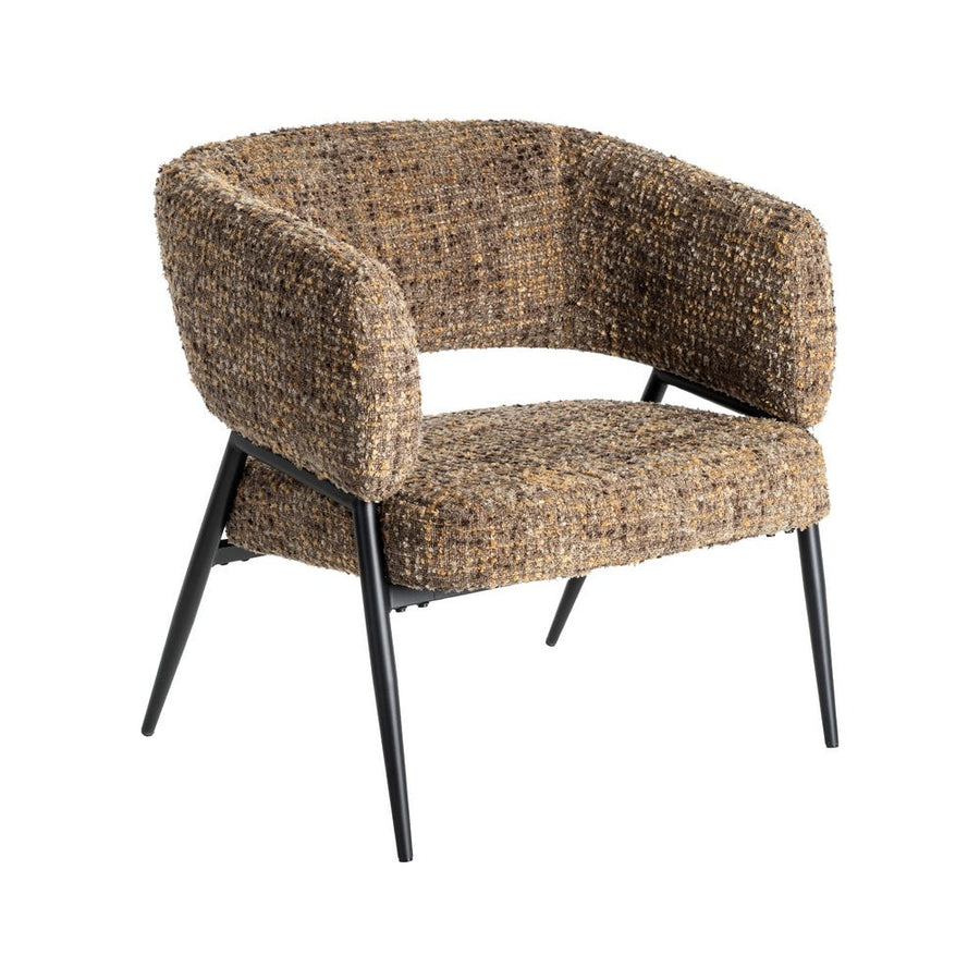 Brown Fabric and Metal Armchair