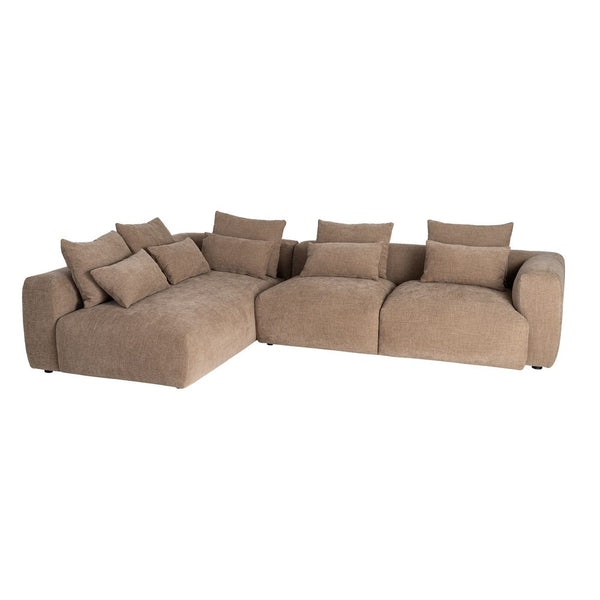 Brown L-Shape Fabric Sofa