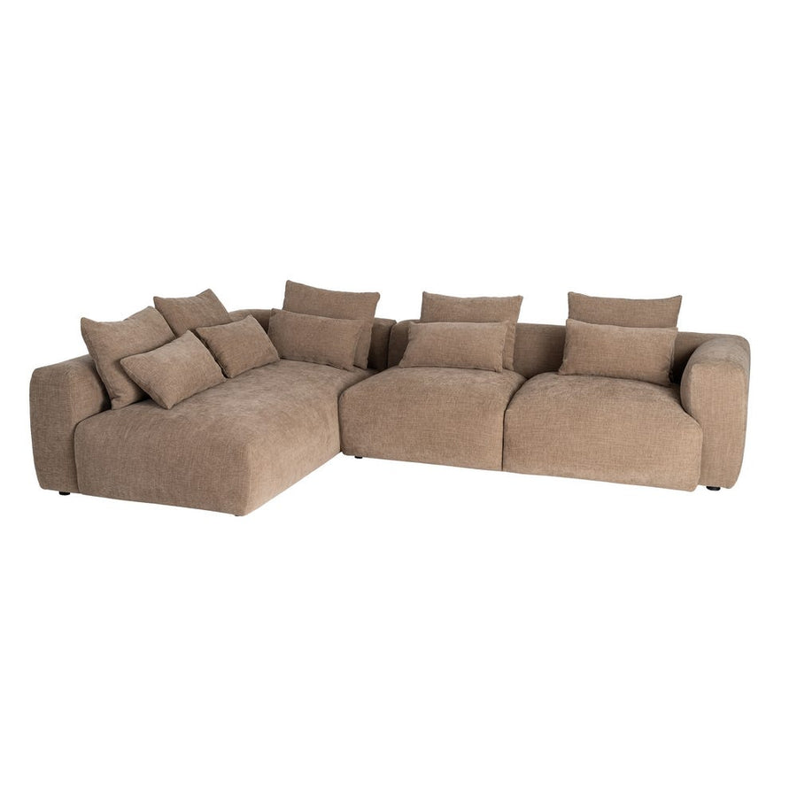 Brown L-Shape Fabric Sofa