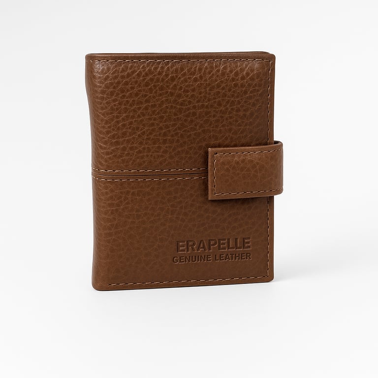 ERAPELLE Brown Leather Wallet with Strap - Premium Leather Card Holder