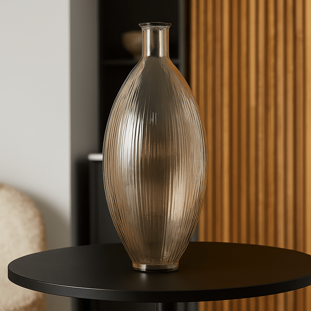 Brown Lined Glass Vase - LUXONAS