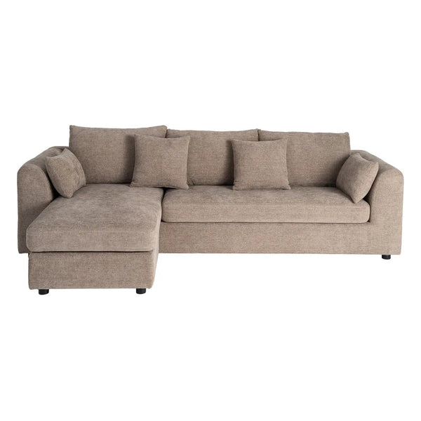 Brown Polyester L-Shape Sofa