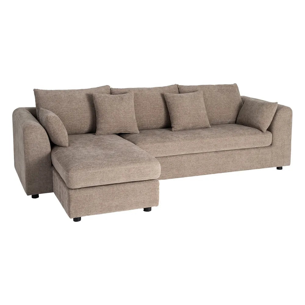 Brown Polyester L - Shape Sofa - LUXONAS HOME
