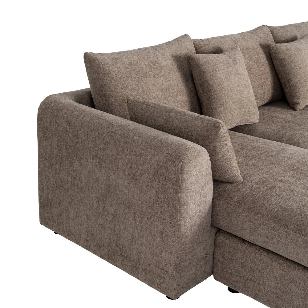 Brown Polyester L - Shape Sofa - LUXONAS HOME