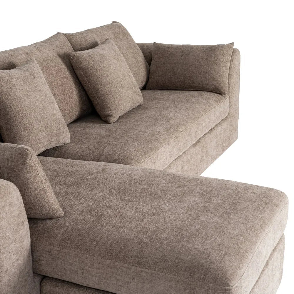 Brown Polyester L - Shape Sofa - LUXONAS HOME