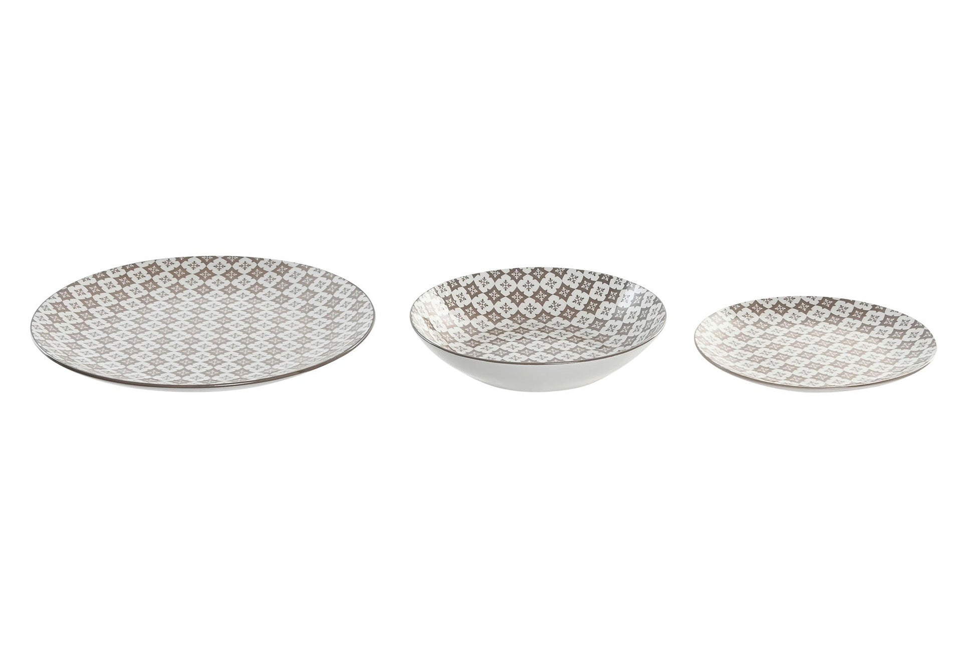 Brown Print Porcelain 18pcs Dinner Set - LUXONAS