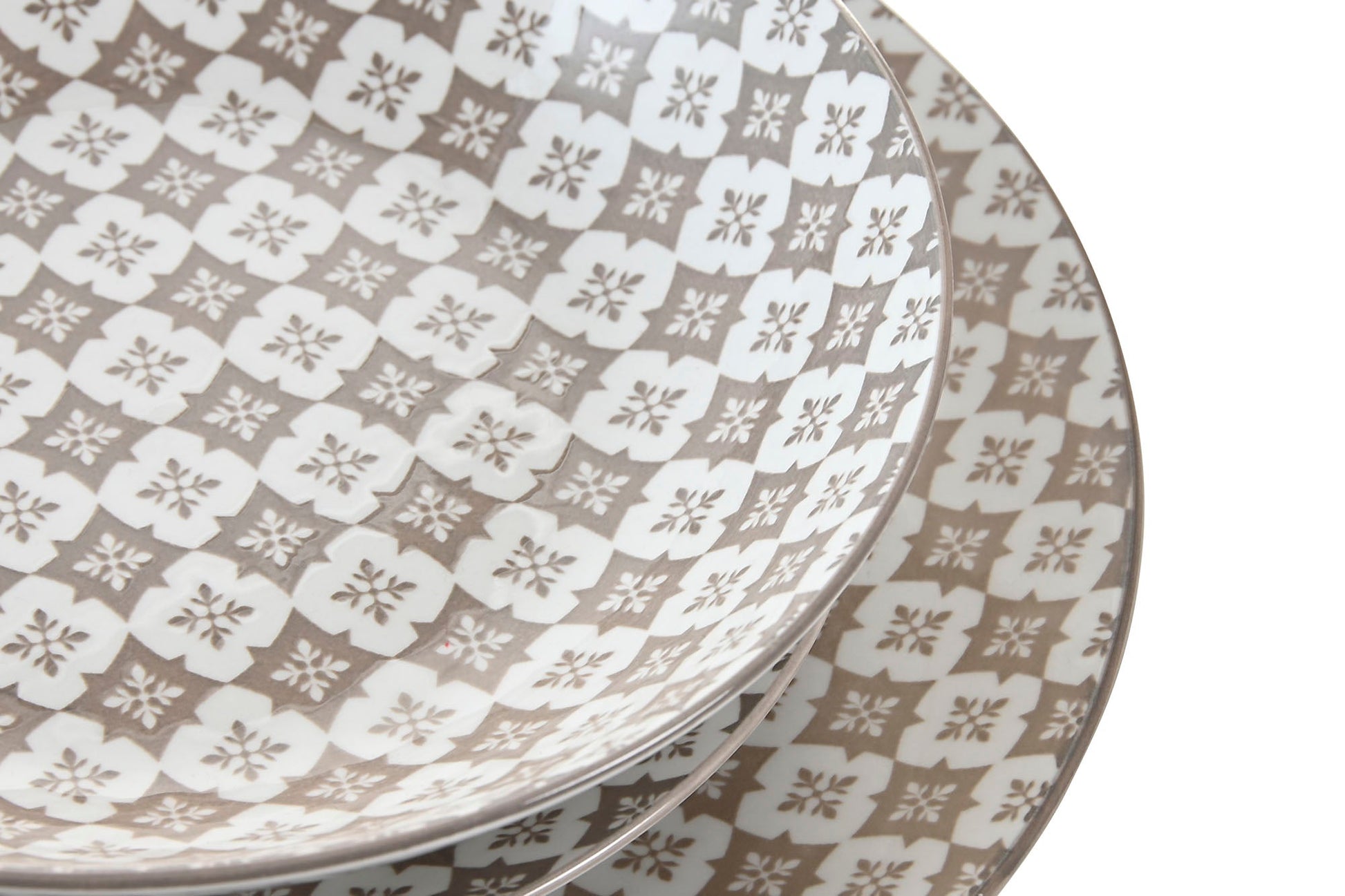 Brown Print Porcelain 18pcs Dinner Set - LUXONAS