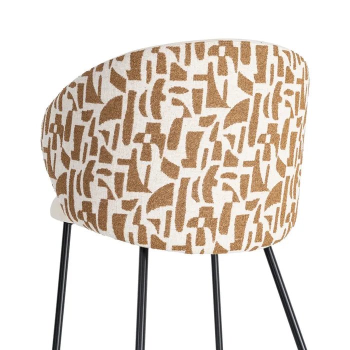 Brown Printed Woven Fabric–Metal Chair