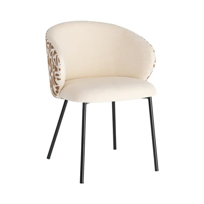 Brown Printed Woven Fabric–Metal Chair