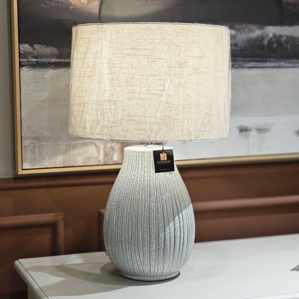 Bulbous Textured Ceramic Lamp - LUXONAS HOME