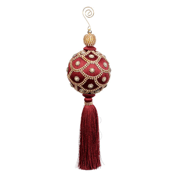 Burgundy Hanging Yarn Ball Top Tassel
