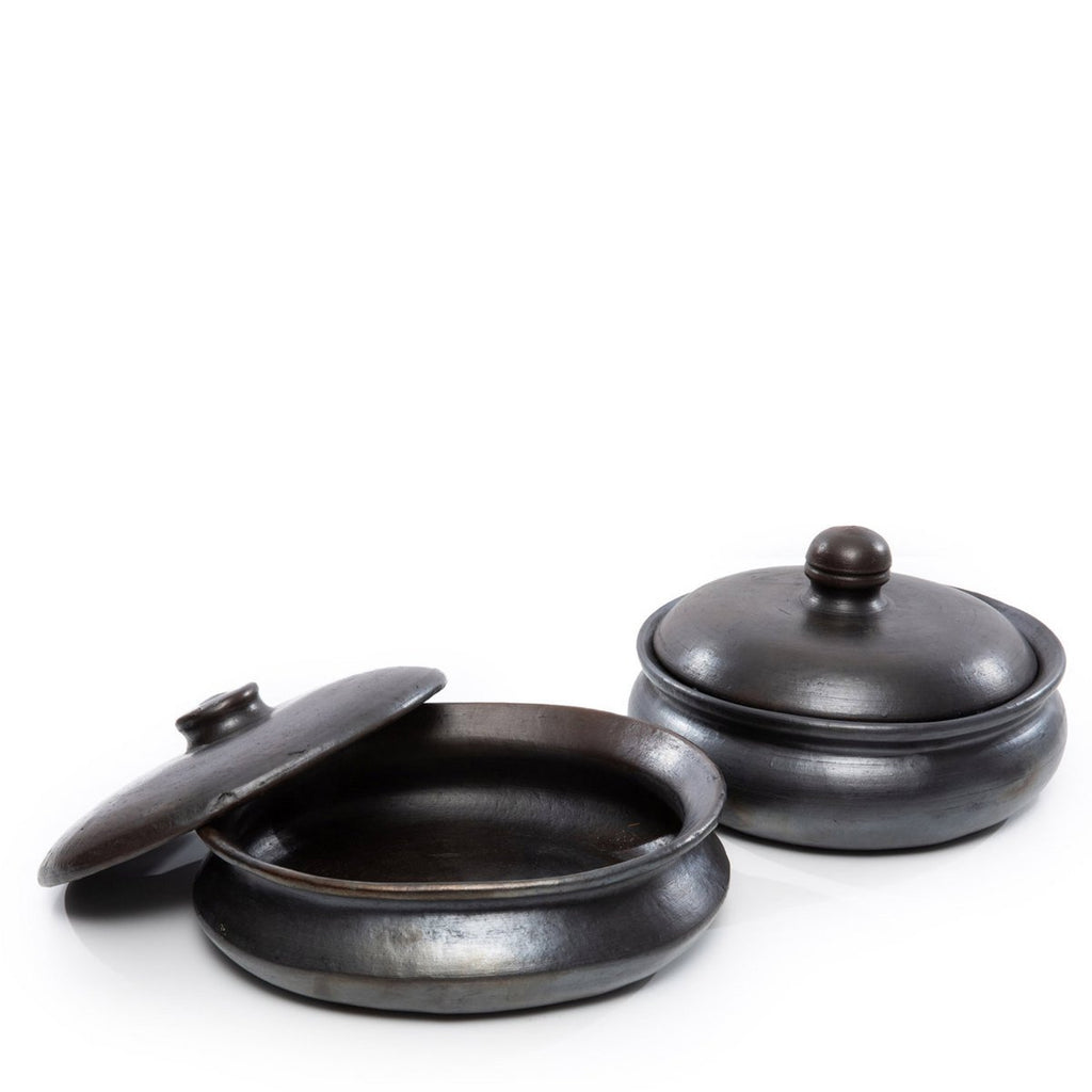 Burned Curry Pot with Lid — Black - LUXONAS HOME