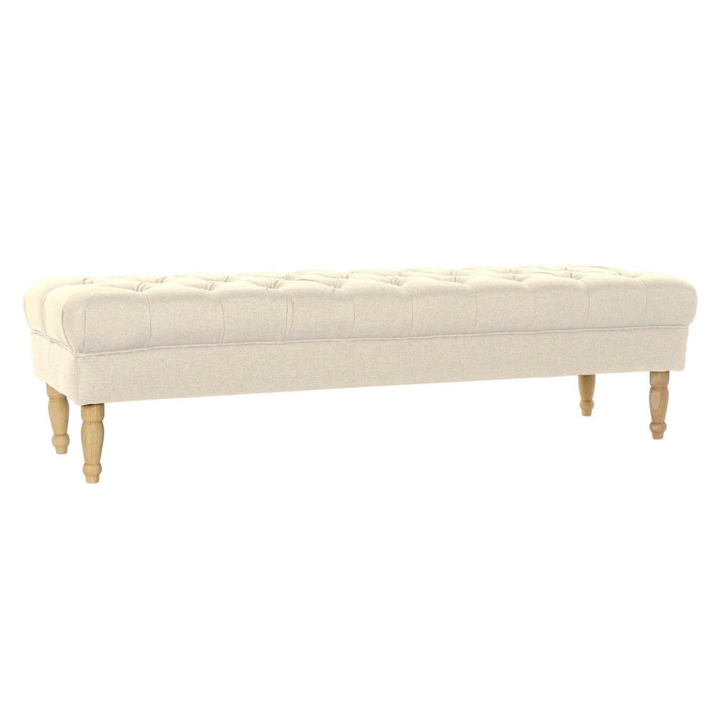 Buttoned Cream Bench - Elegant and Functional Seating - LUXONAS