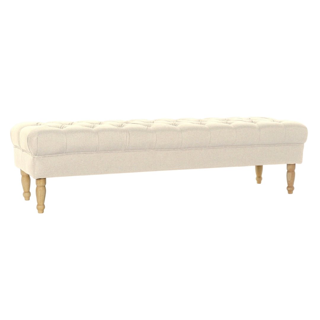 Buttoned Cream Bench - Elegant and Functional Seating - LUXONAS