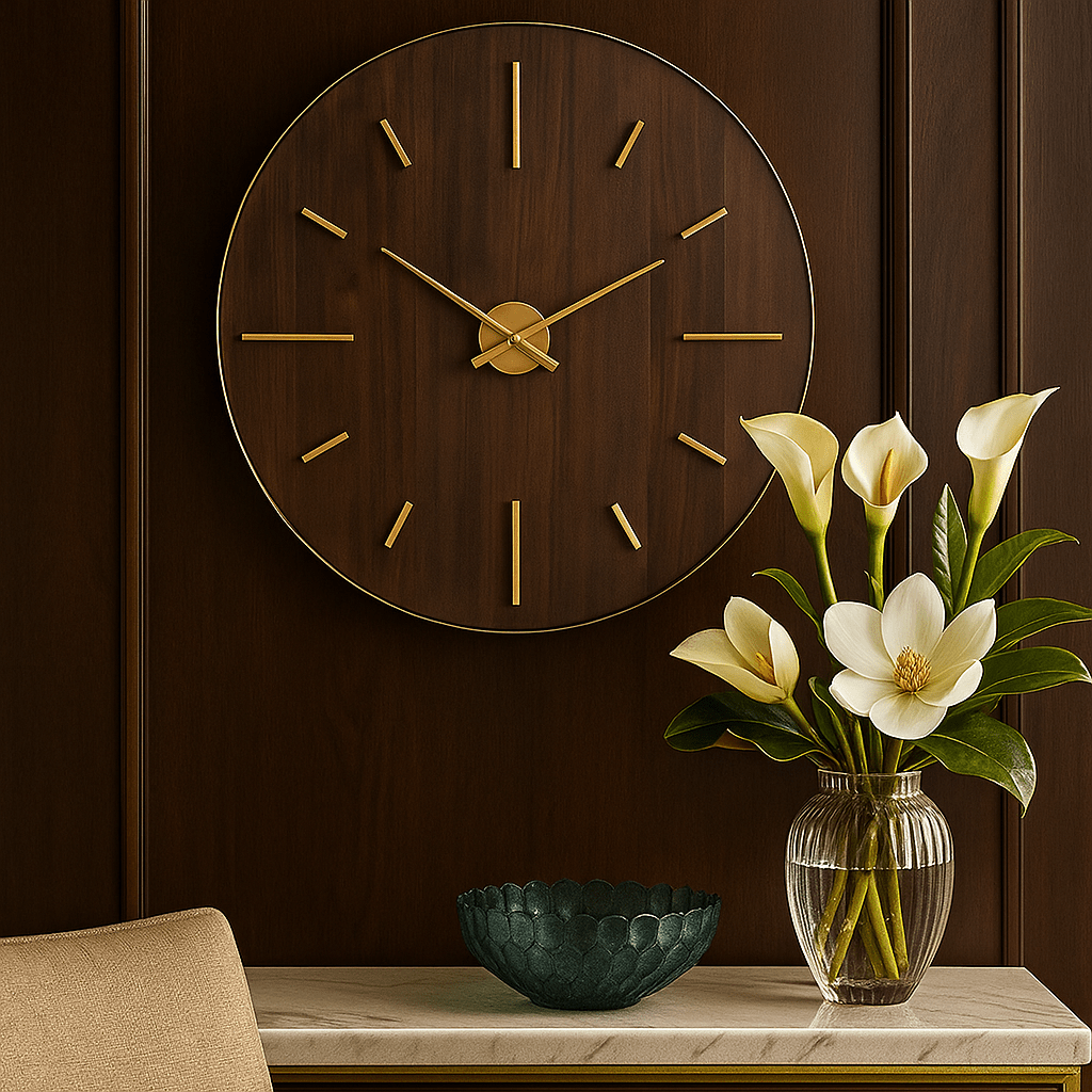 Carob & Gold Wall Clock - LUXONAS