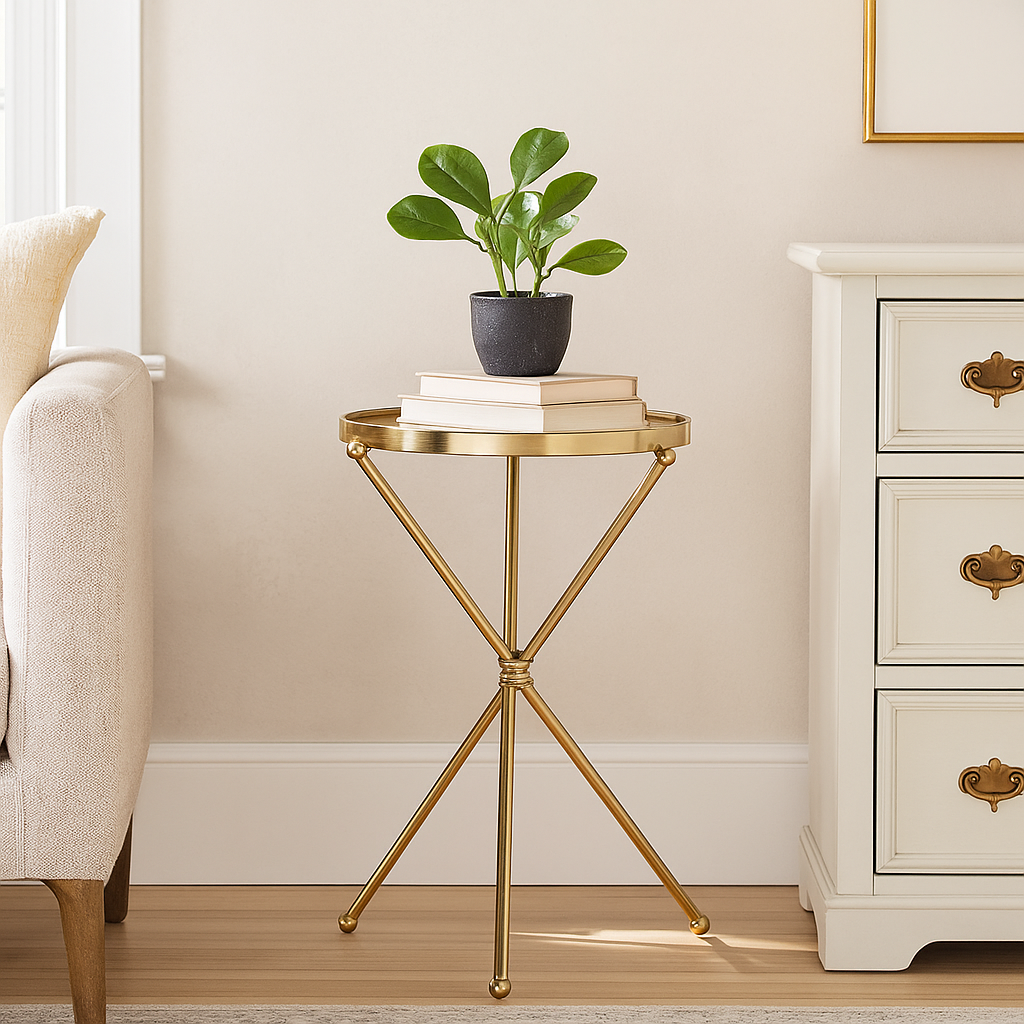 Glass Top Round Side Table