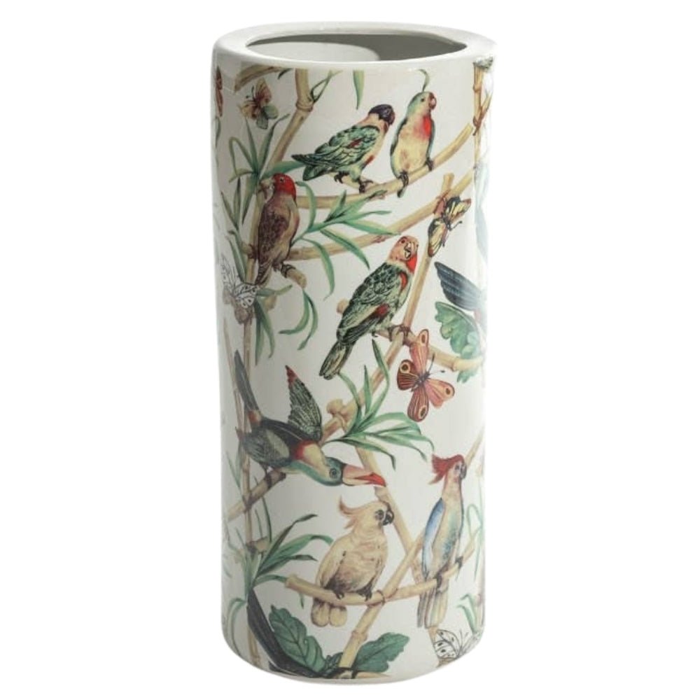 Ceramic Amazonian Birds Umbrella Stand