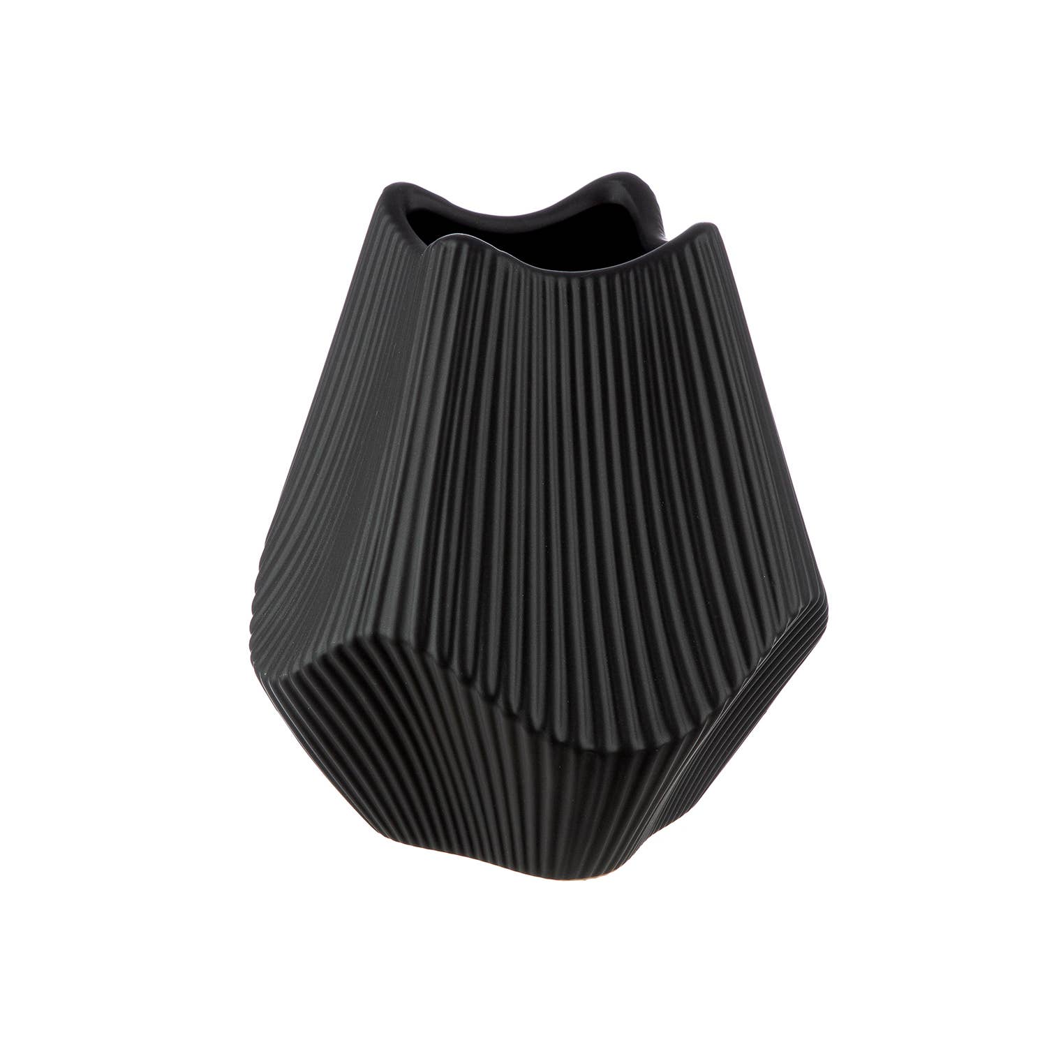 Ceramic Lamellen Black Vase - LUXONAS HOME