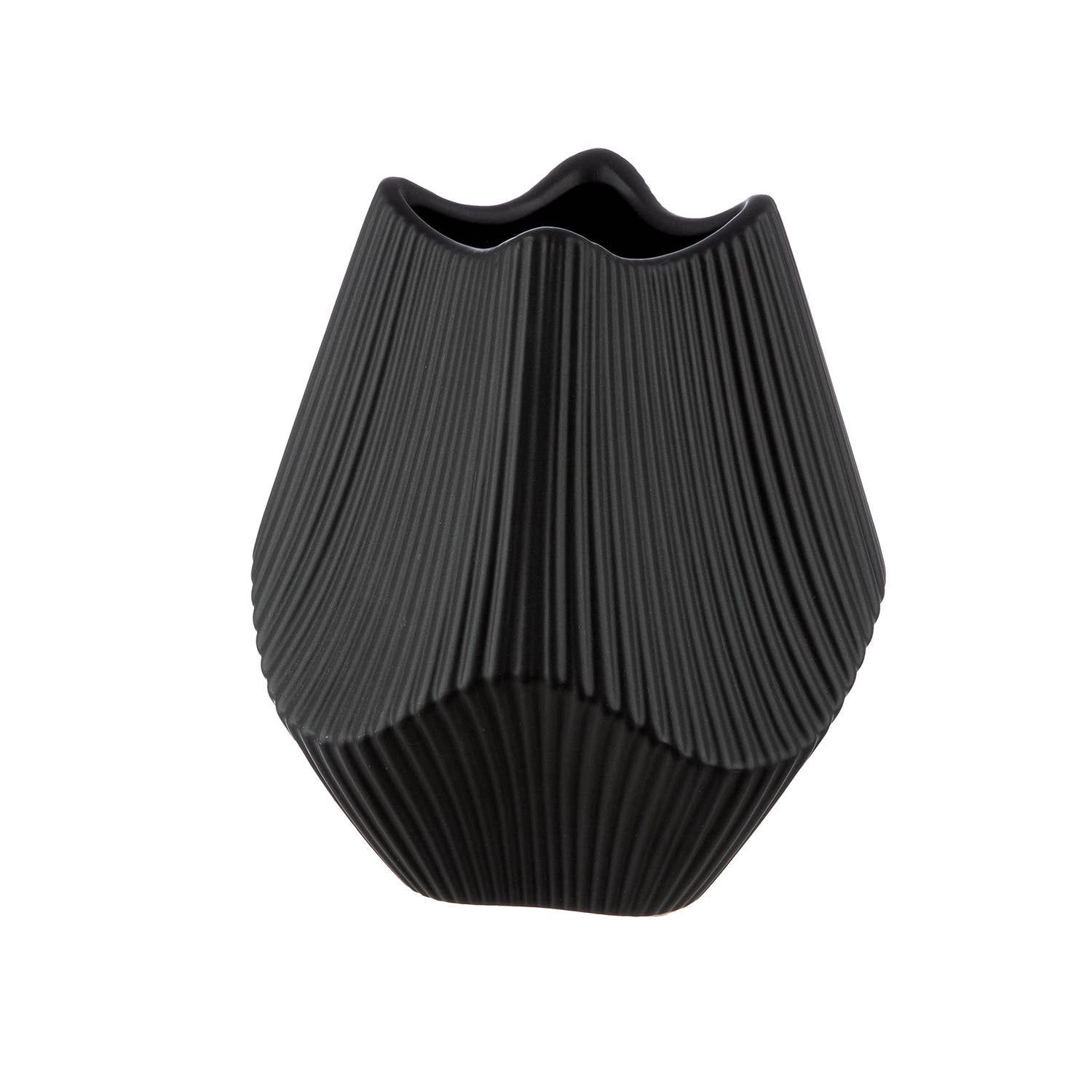 Ceramic Lamellen Black Vase - LUXONAS HOME