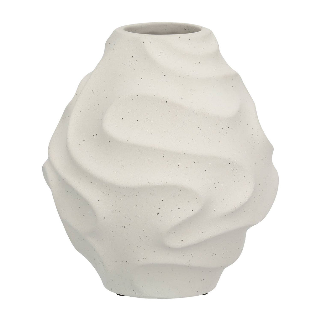 Ceramic Ondulas Round Grey Vase - LUXONAS HOME