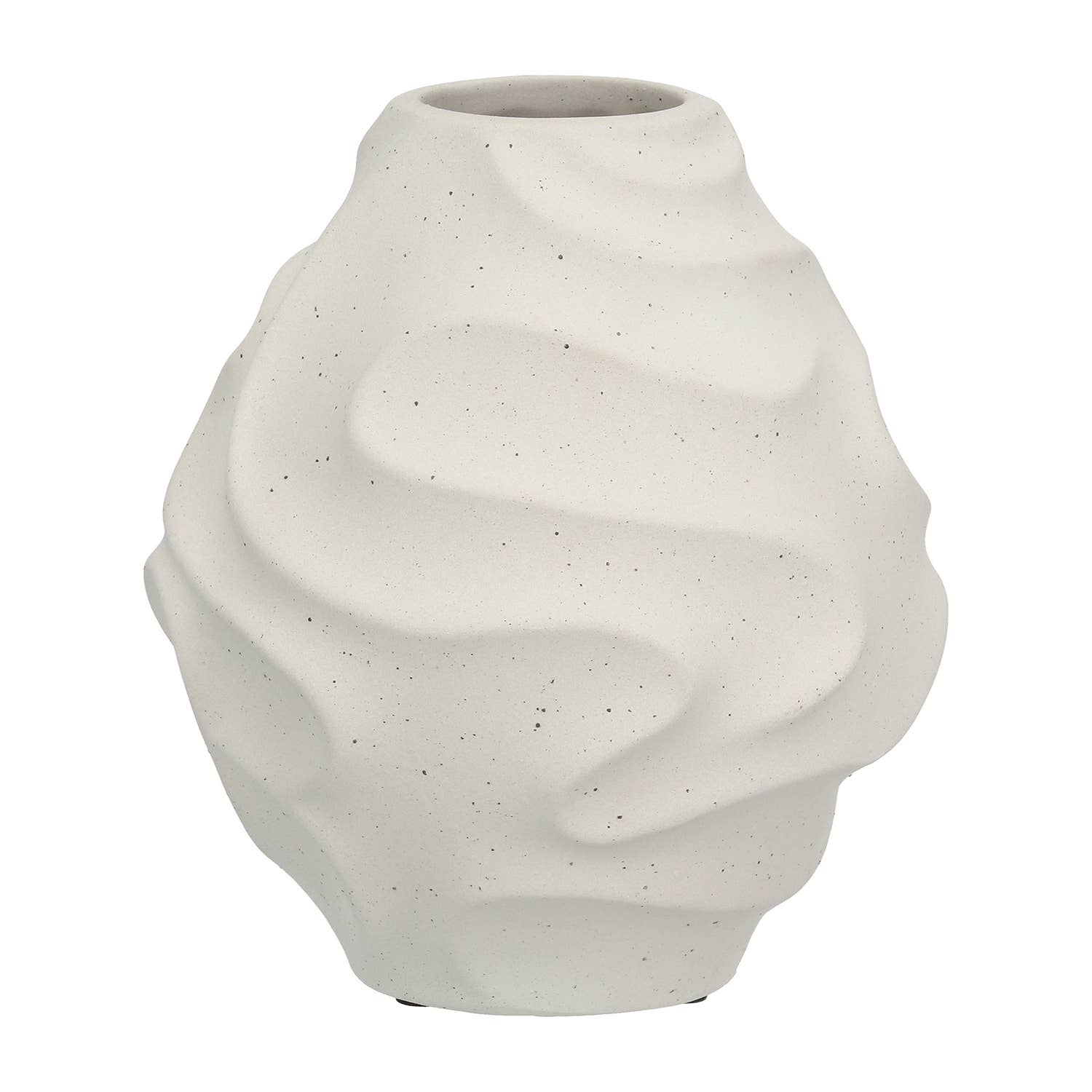 Ceramic Ondulas Round Grey Vase - LUXONAS HOME