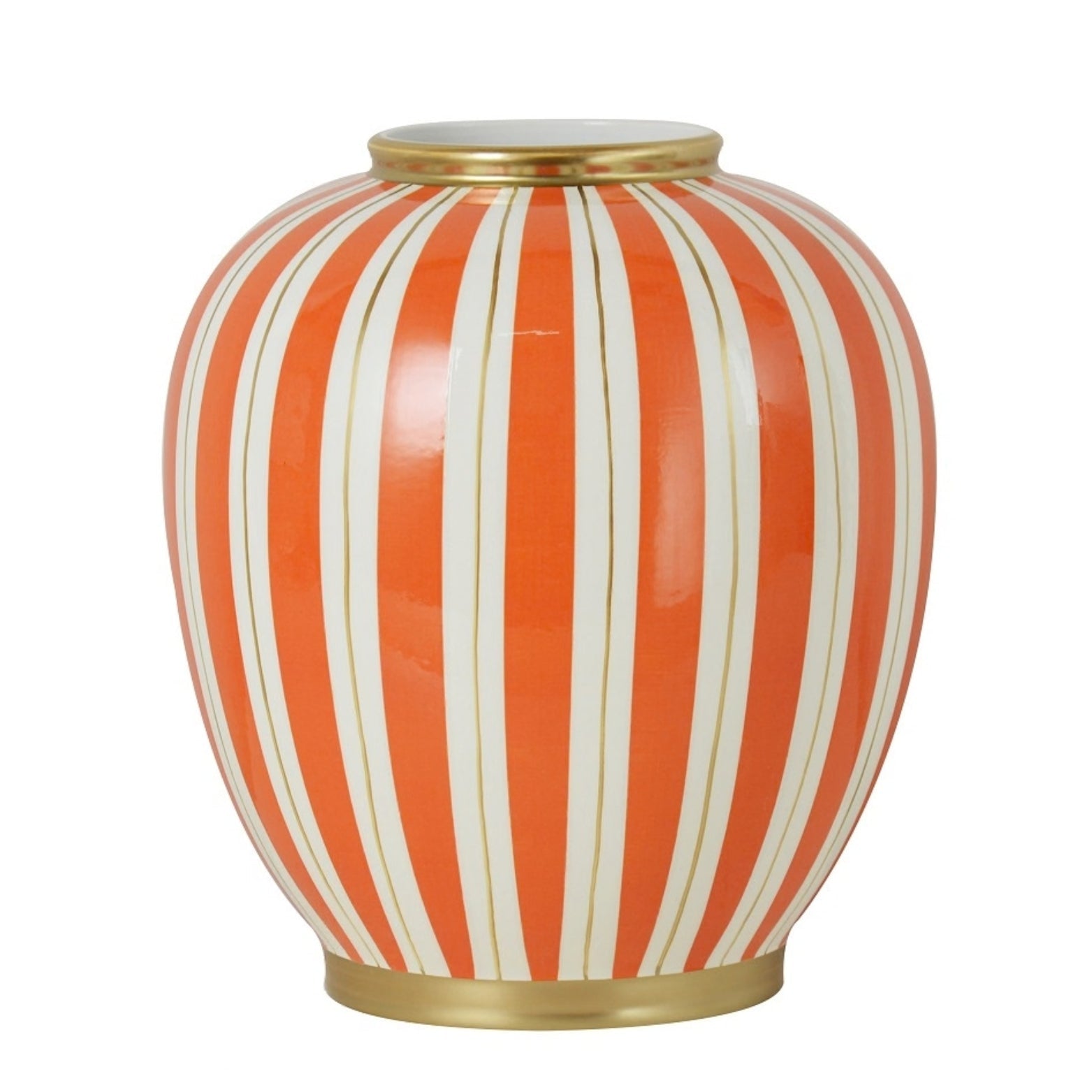 Ceramic Orange & White Vase 'Stripe' - LUXONAS HOME