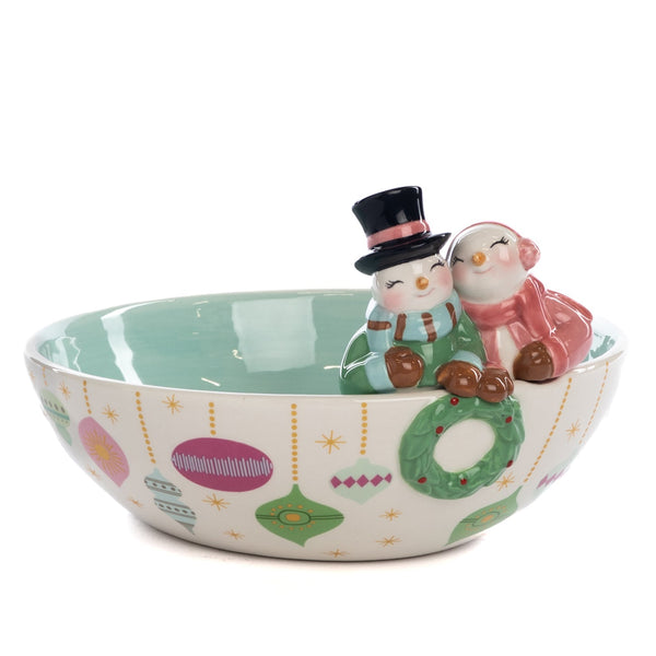 Ceramic Snowman Couple Bowl