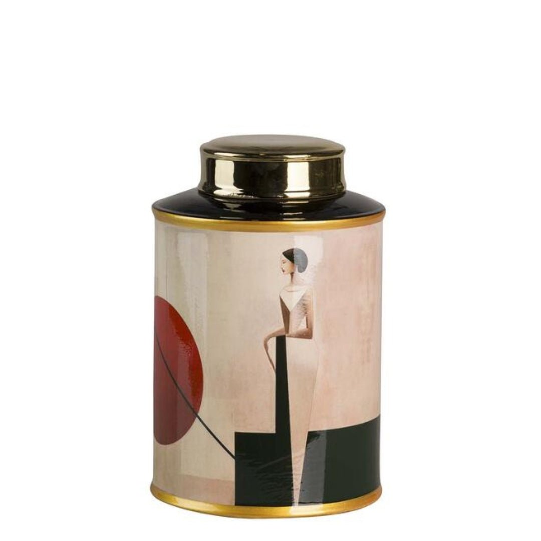 Ceramic Tall Jar 'Woman Shadow' - Elegant Home Décor