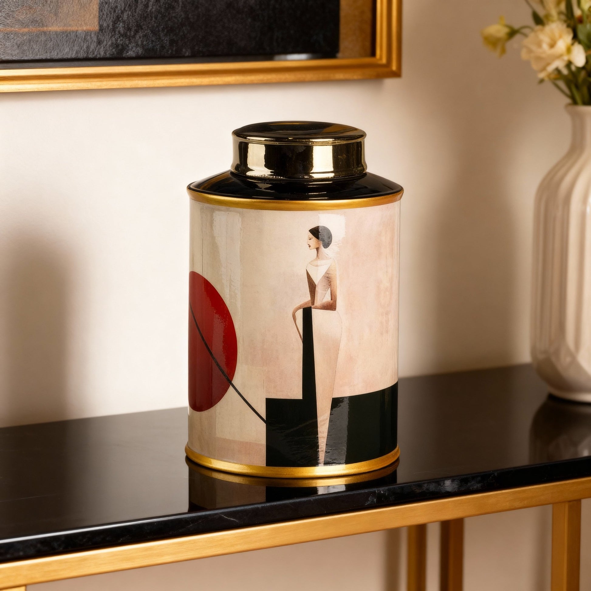 Ceramic Tall Jar 'Woman Shadow' - Elegant Home Décor - LUXONAS
