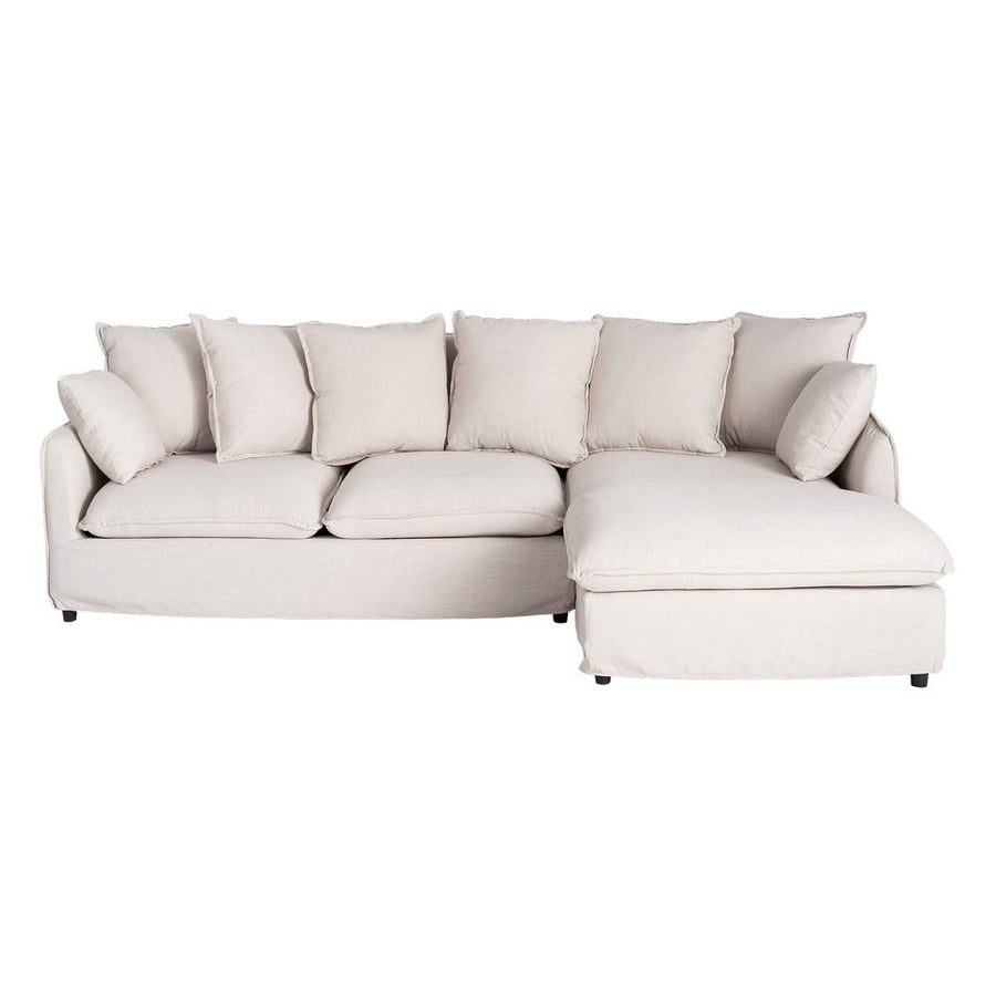 Beige Left-Side Chaise Longue Sofa