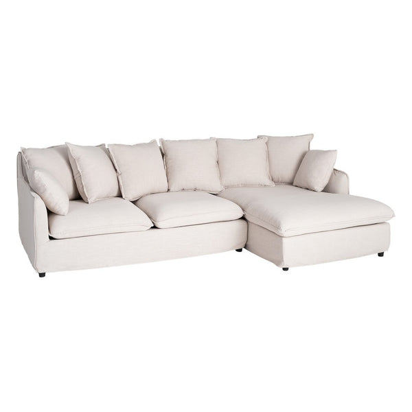 CHAISE LONGUE SOFA BEIGE MDF-FABRIC ROOM 252 X 158 X 84 CM