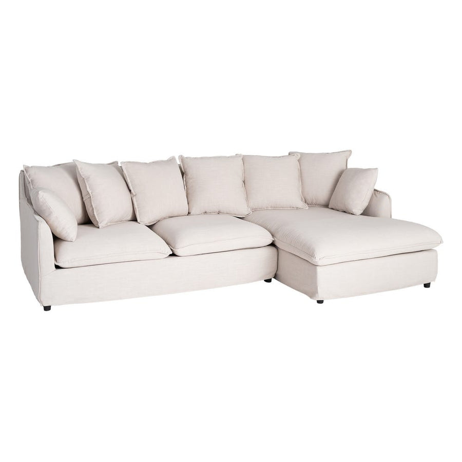 Beige Left-Side Chaise Longue Sofa