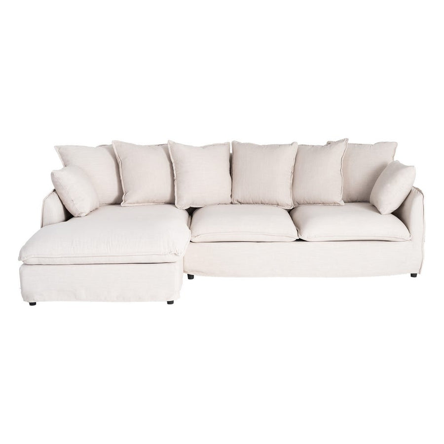 Beige Right-Side Chaise Longue Sofa