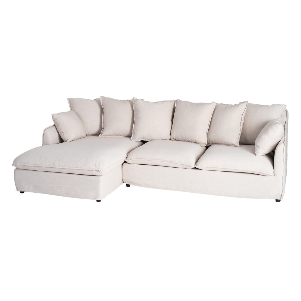 Beige Right-Side Chaise Longue Sofa