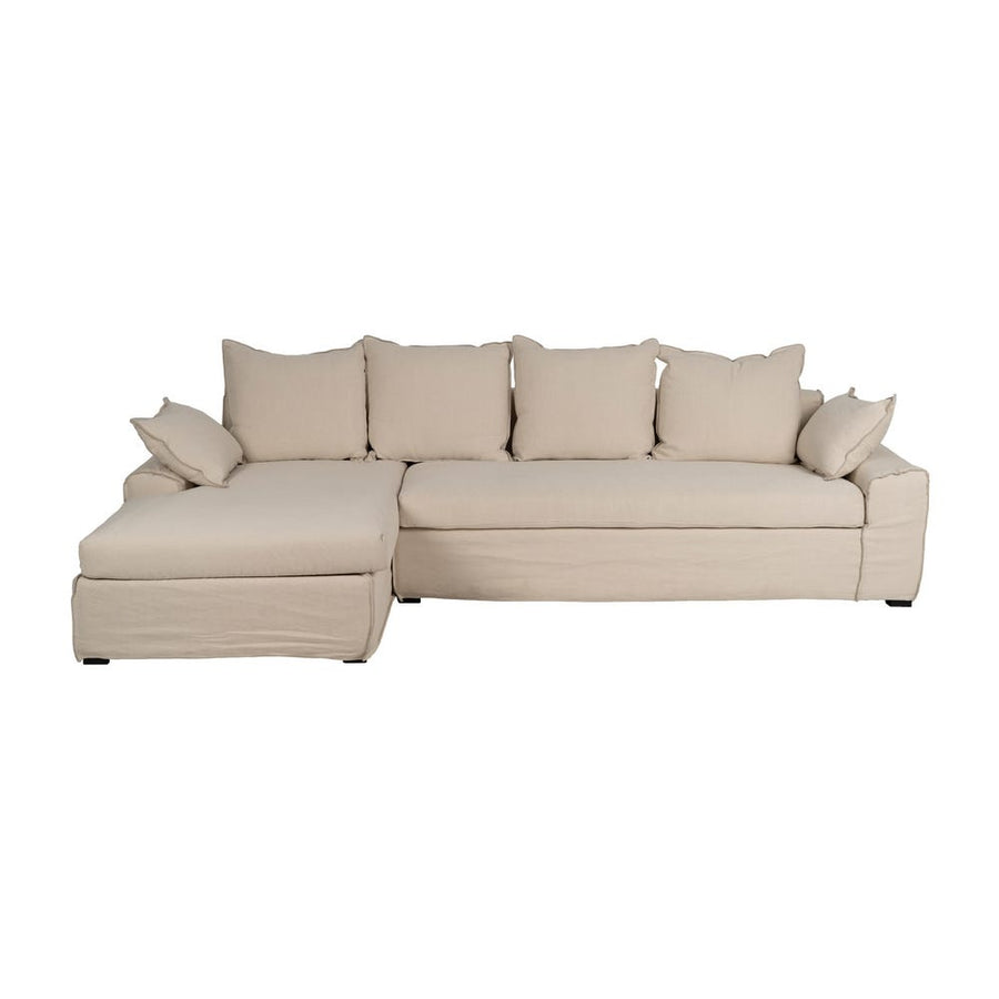 Cream Woven Right Chaise Lounger
