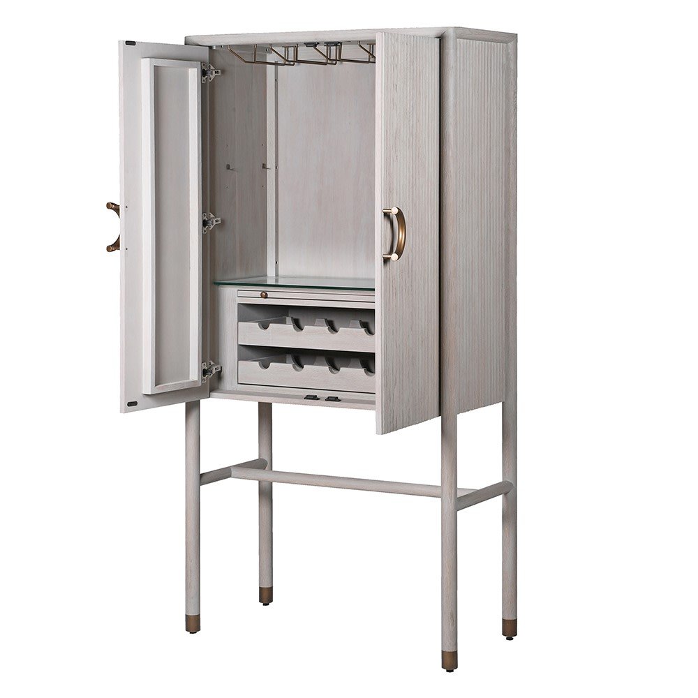 Chamille Cream Bar Cabinet - LUXONAS