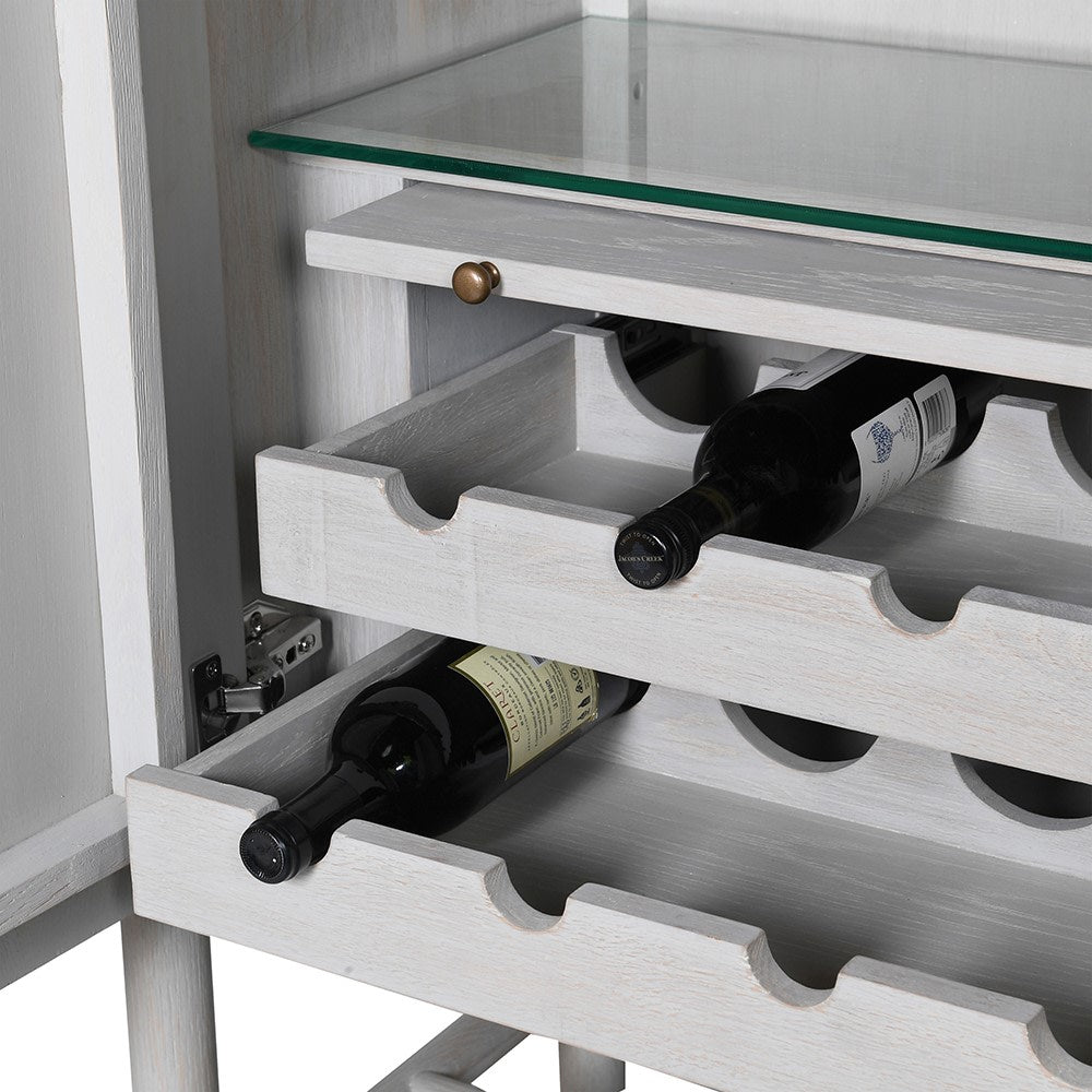 Chamille Cream Bar Cabinet - LUXONAS
