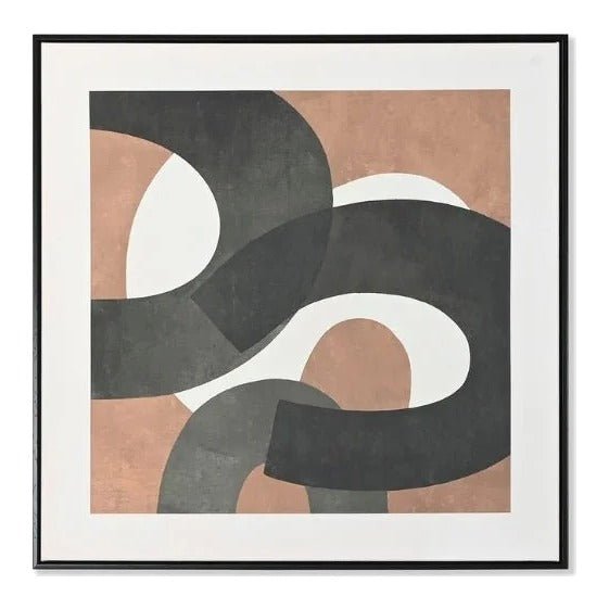 Charcoal Flow — Hand Painted Framed Wall Art 80 x 80cm