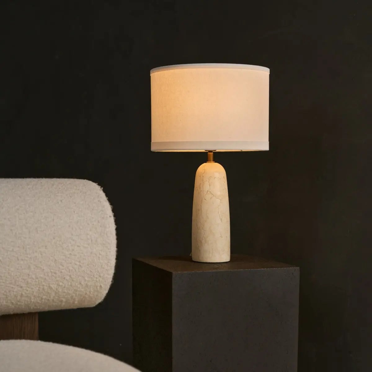 Charlotte Marble Lamp | Cotton Shade & Elegant Lighting - LUXONAS HOME