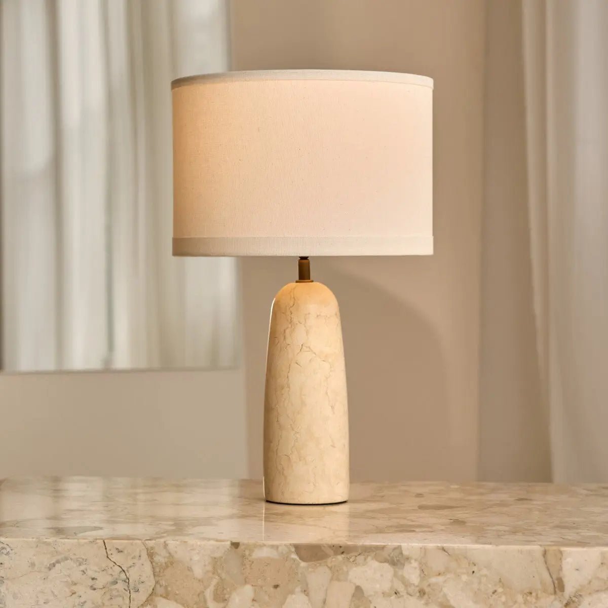 Charlotte Marble Lamp | Cotton Shade & Elegant Lighting - LUXONAS HOME