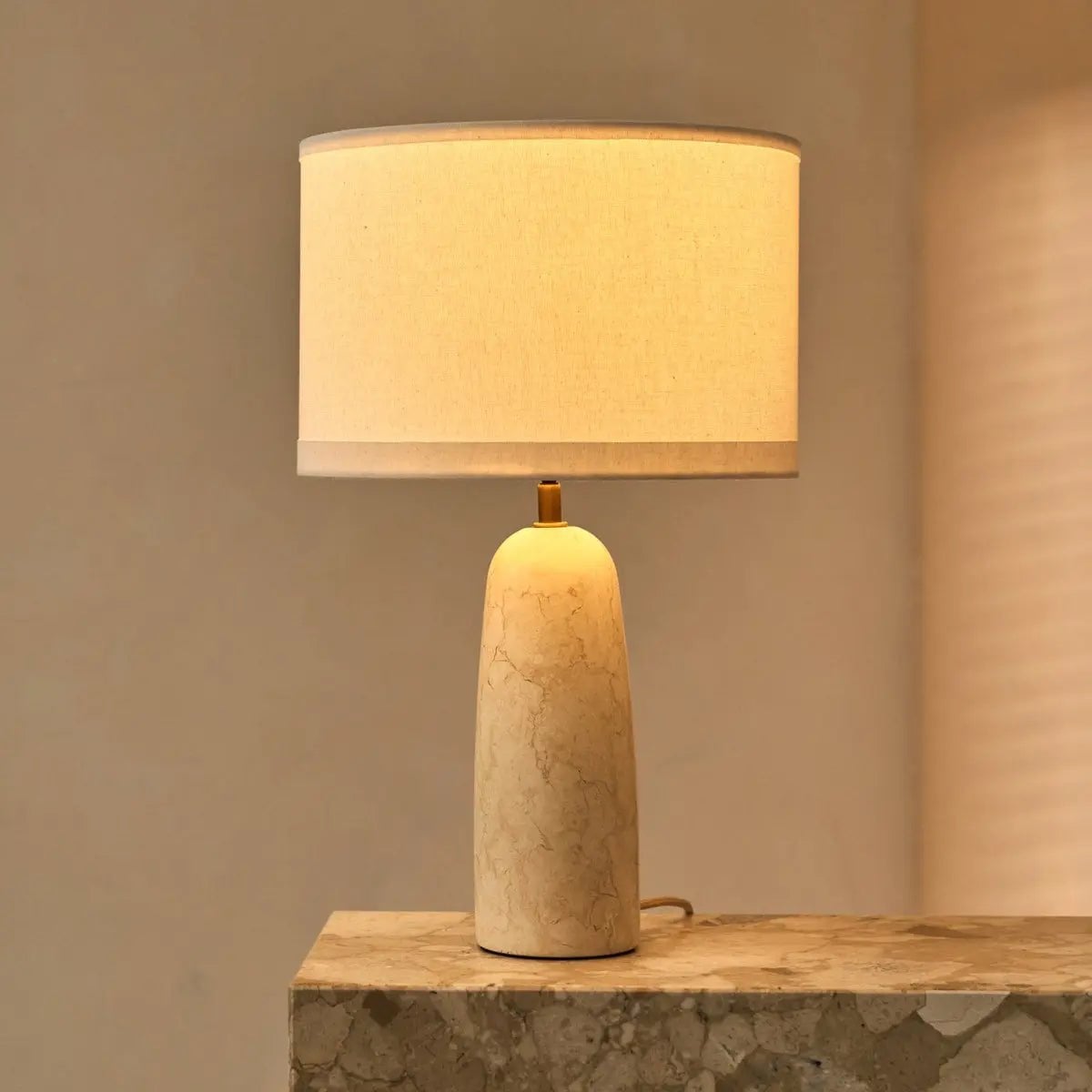Charlotte Marble Lamp | Cotton Shade & Elegant Lighting - LUXONAS HOME