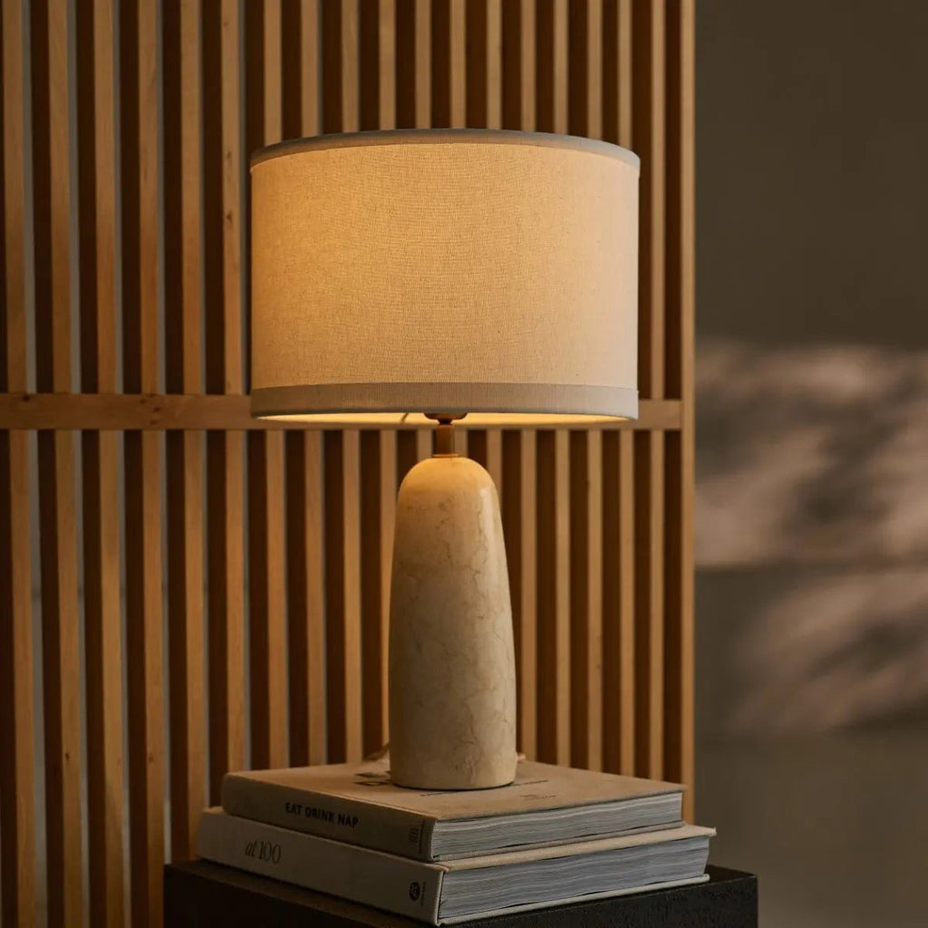 Charlotte Marble Lamp | Cotton Shade & Elegant Lighting - LUXONAS HOME