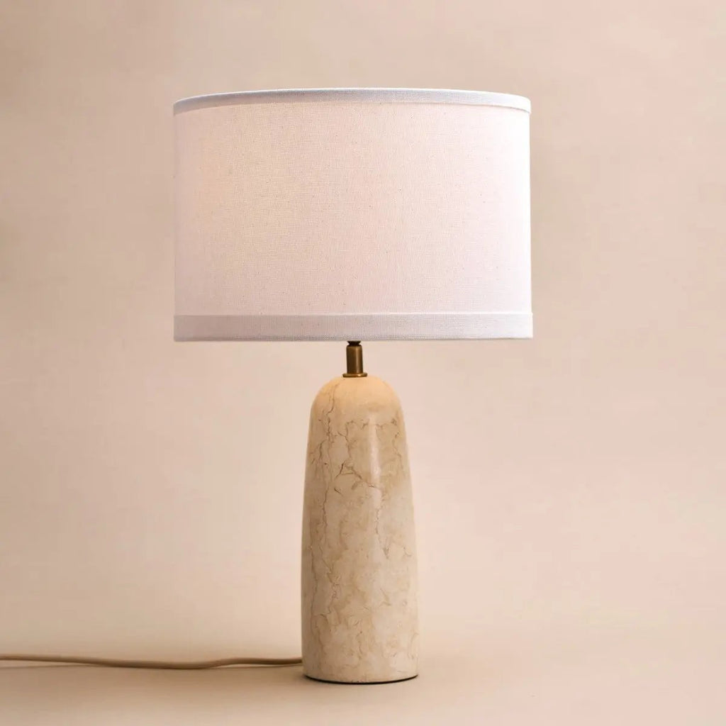 Charlotte Marble Lamp | Cotton Shade & Elegant Lighting - LUXONAS HOME