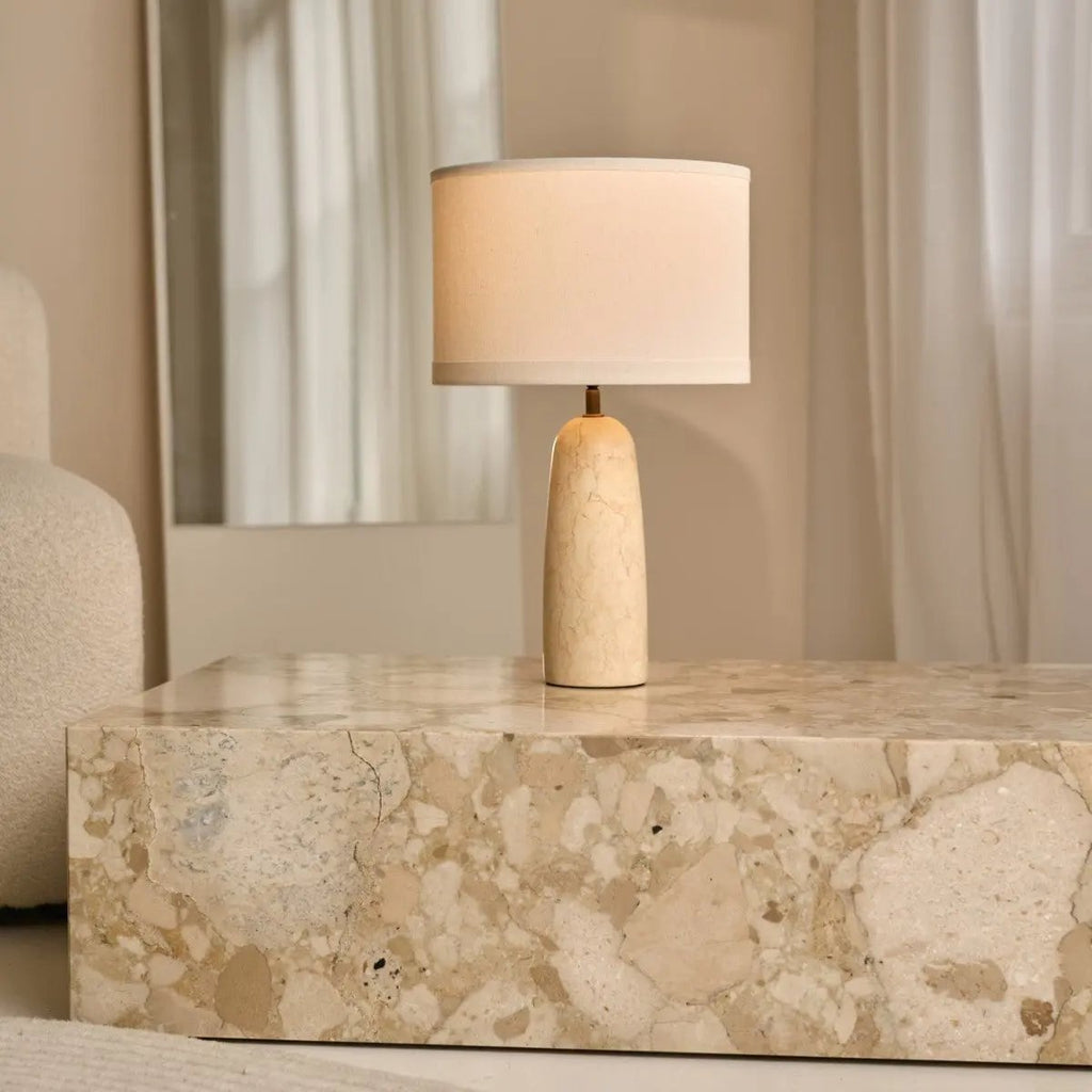 Charlotte Marble Lamp | Cotton Shade & Elegant Lighting - LUXONAS HOME