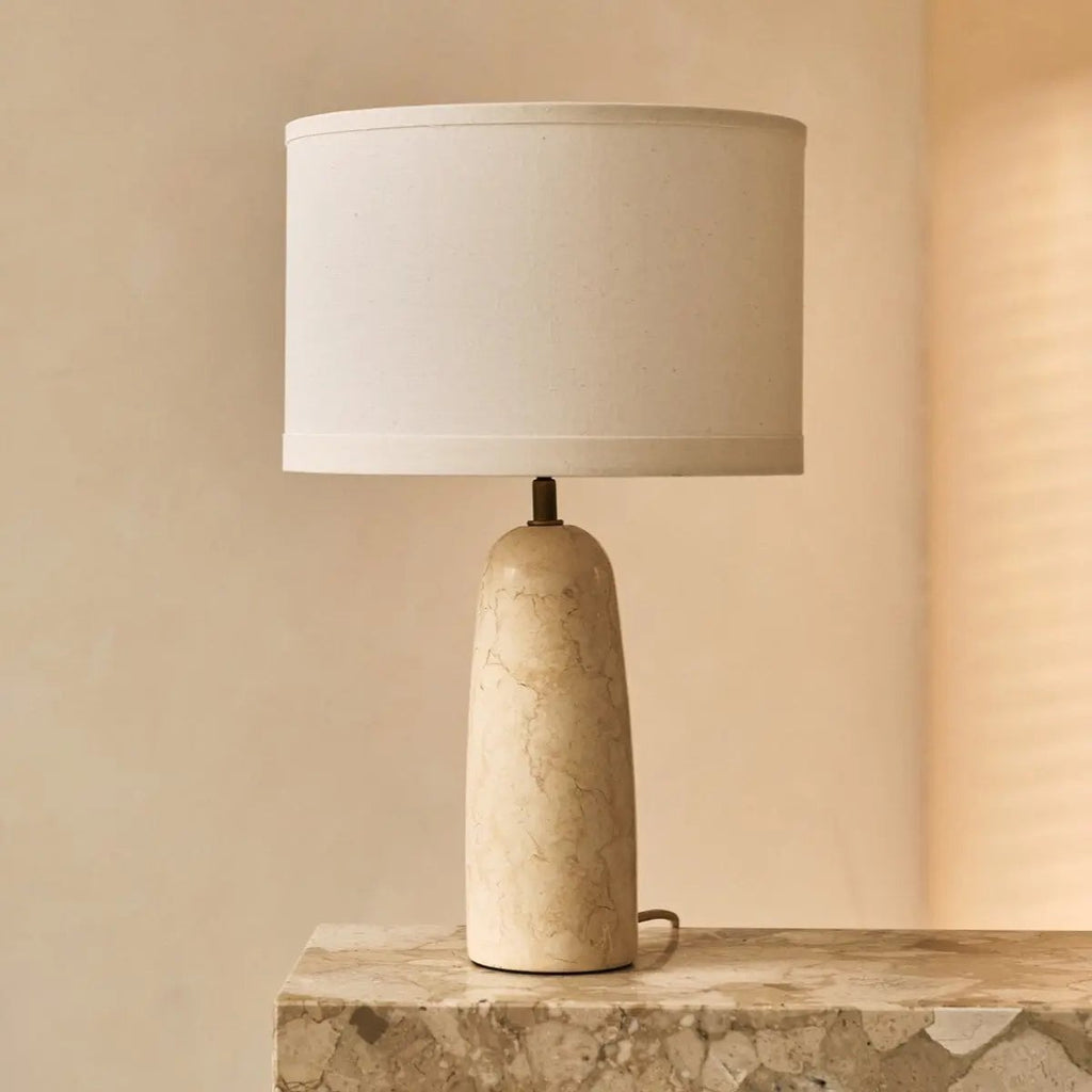 Charlotte Marble Lamp | Cotton Shade & Elegant Lighting - LUXONAS HOME