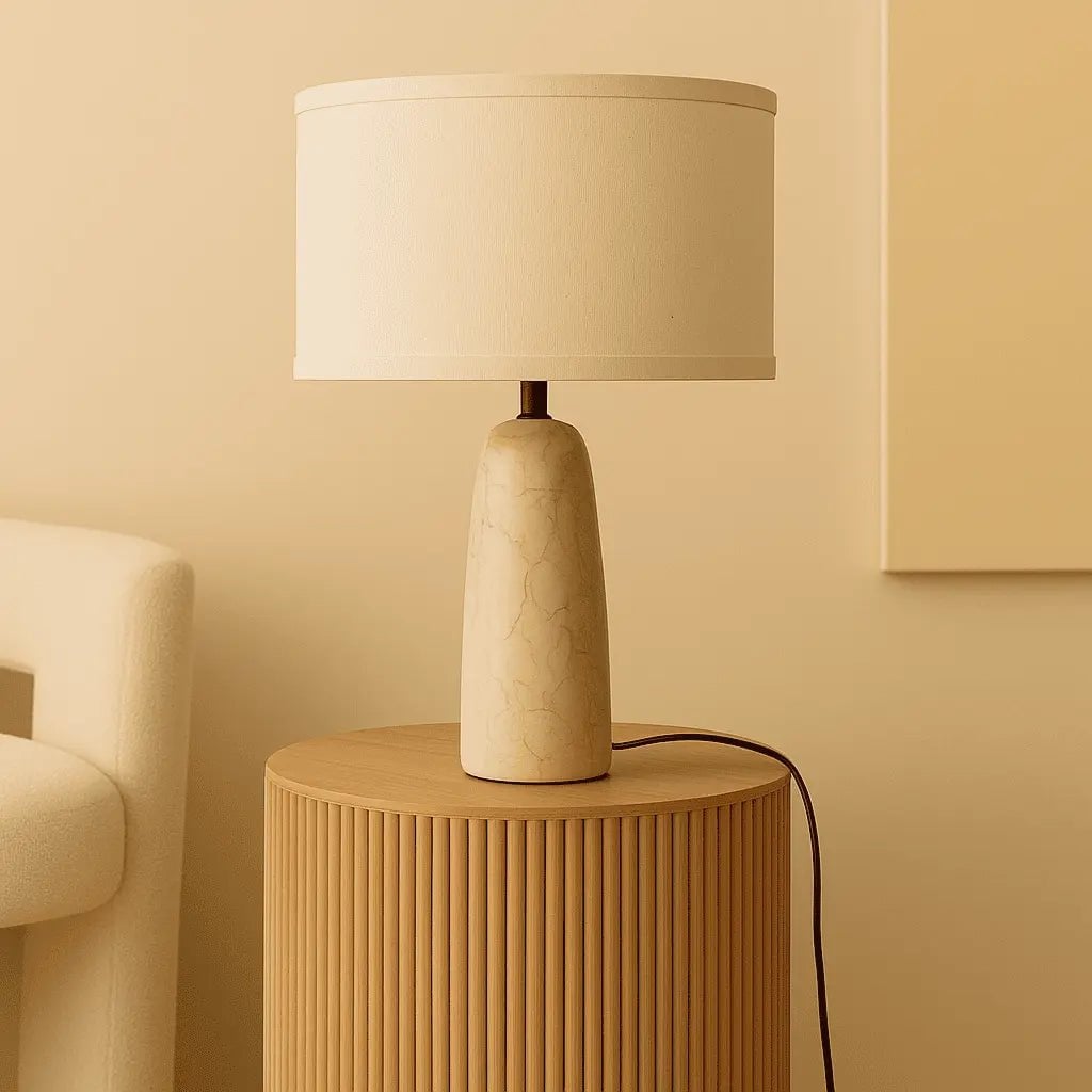 Charlotte Marble Lamp | Cotton Shade & Elegant Lighting - LUXONAS HOME