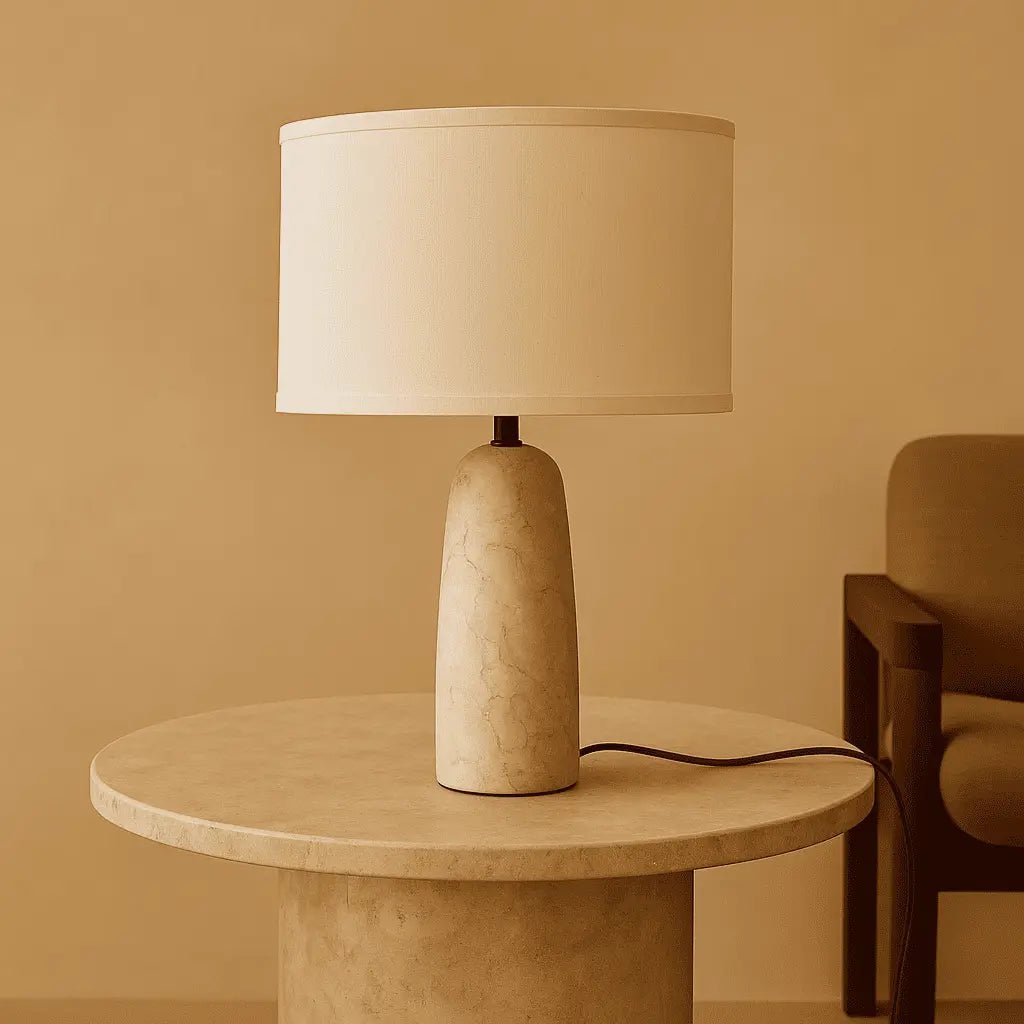 Charlotte Marble Lamp | Cotton Shade & Elegant Lighting - LUXONAS HOME