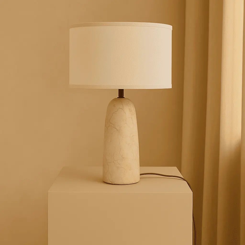 Charlotte Marble Lamp | Cotton Shade & Elegant Lighting - LUXONAS HOME