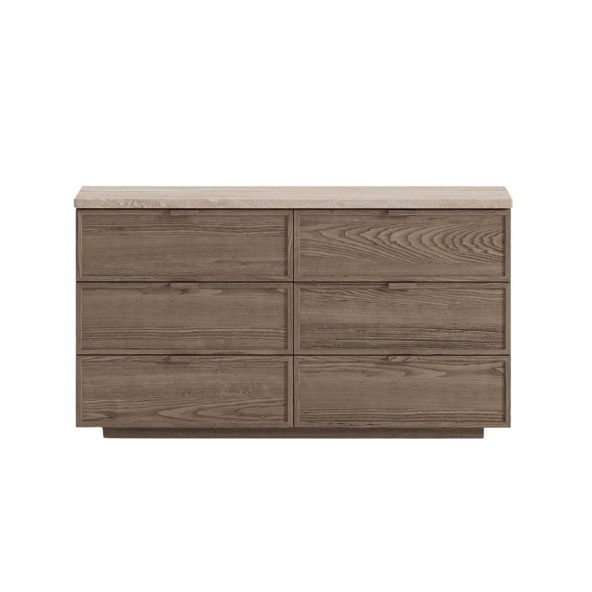 Alexander Oak & Travertine Six-Drawer Chest