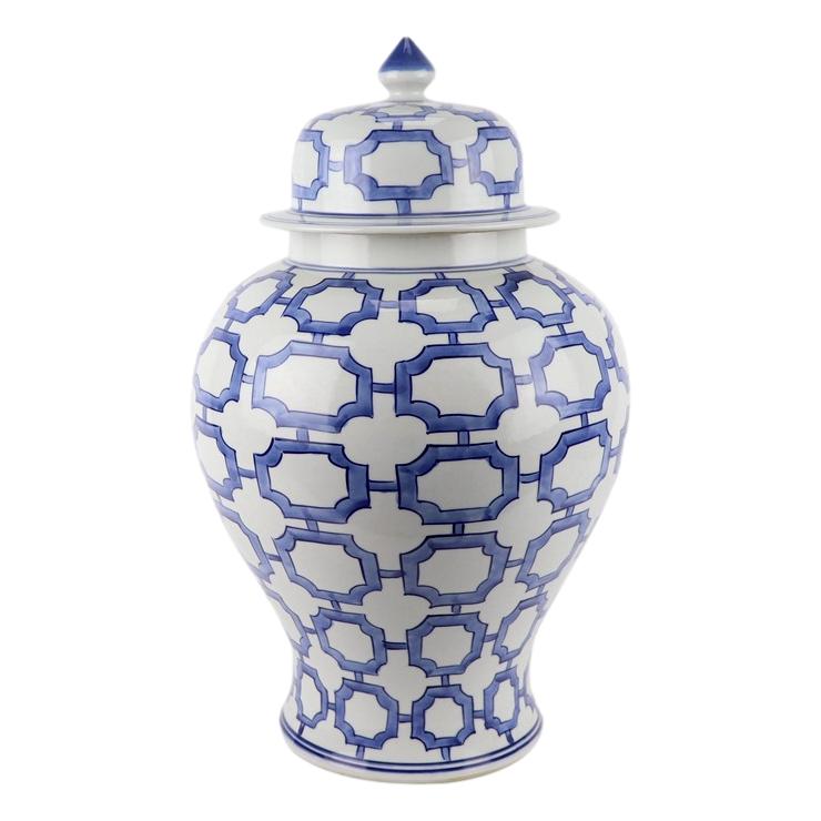 Circles Blue Pattern Ginger Jar
